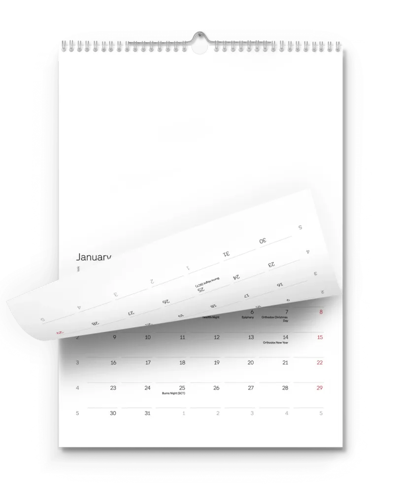 Wall Calendar 2026 - Vertical (For US & Canada)