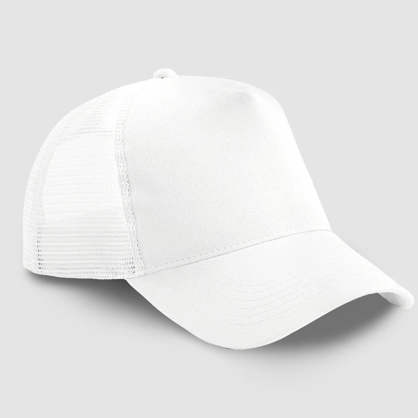 White baseball cap on a light gray background